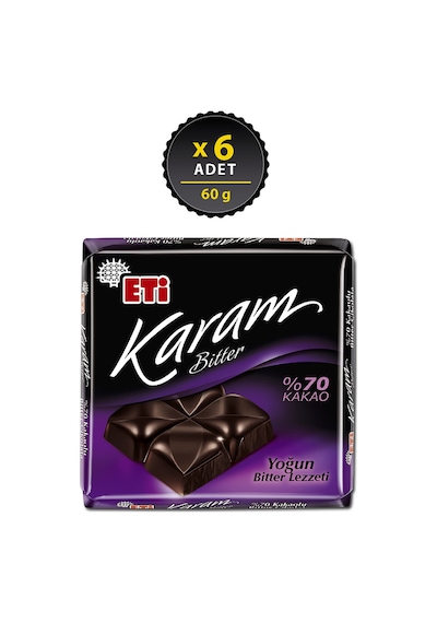 Eti Karam %70 Kakaolu Bitter Çikolata 6 x 60 G