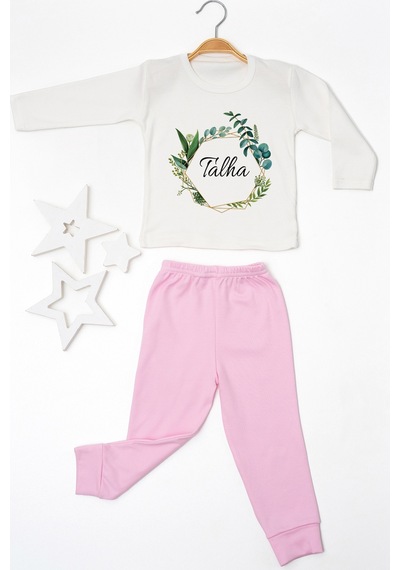 Pia Baby İsme Özel Erkek Çocuk 2 Adet Pijama Takımı %100 Pamuk Penye İsim Baskılı Kişiye Özel Kreş Pijaması Hediye Seti 20954p15pi Krem