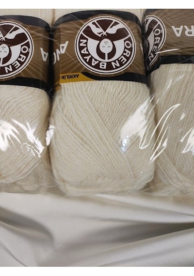 Angora Kırık Beyaz El Örgü İpi 3 Adet - Renk: 004