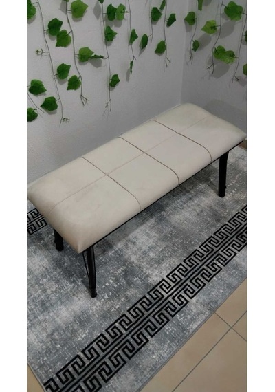 Özcan Metal Özel Tasarım Metal Ayaklı Metal Kasalı Bench Mutfak Salon Antre Yatak Odası Puf Bank Bej