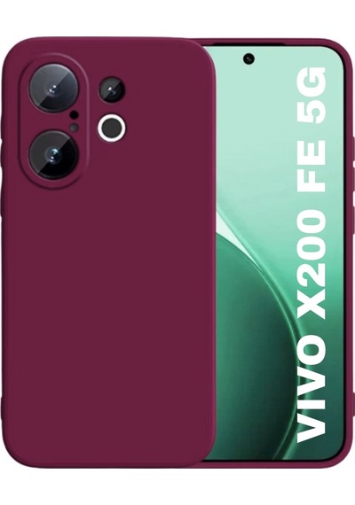 Vivo X200 Fe Uyumlu Silikon Kılıf - Kamera Korumalı Esnek Pastel Renk Kapak - Bordo Bordo