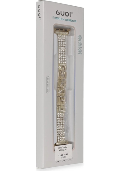 Gld-spt- Newface Apple Uyumlu Watch 38mm Live Taşlı Kordon - Gold