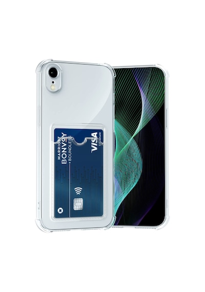 Apple iPhone Uyumlu Xr Kapak Kamera Korumalı Kartlıklı Darbe Emici Özellikli Şeffaf Silikon Kılıf