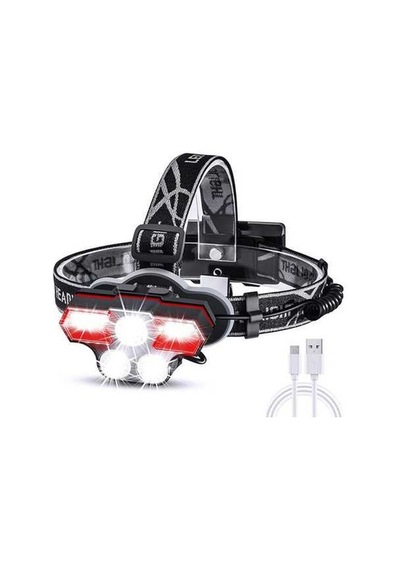 Pazly Kafa Lambası, Usb Şarjlı 27 Led Ultra Parlak + Kırmızı Işık, 6 Modlu, Kamp Koşu Balıkçılık İçin Siyah Siyah