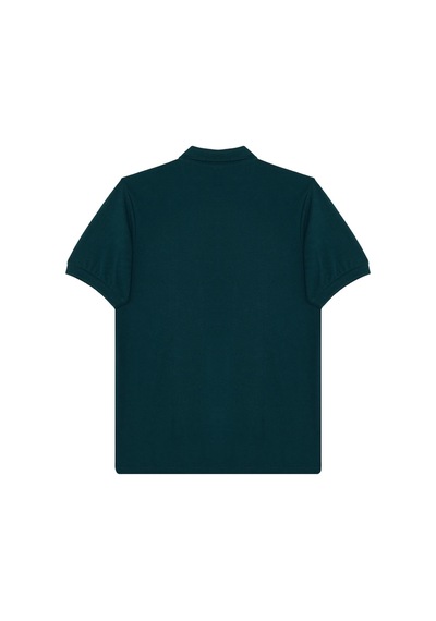 Tudors Erkek Slim Fit Dar Kesim Pamuklu Yumuşak Dokulu Serin Tutan Kumaş Düz Pike Yeşil Polo Yaka Tişört-33704 Petrol Yeşili