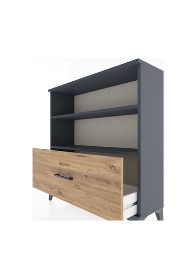 Arges Şifonyer 2 Raflı Tek Çekmeceli 88x30x96 Antrasit-çam Antrasit