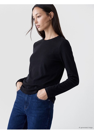 Lcw Everyday Siyah Bisiklet Yaka %100 Pamuklu Kadın Body