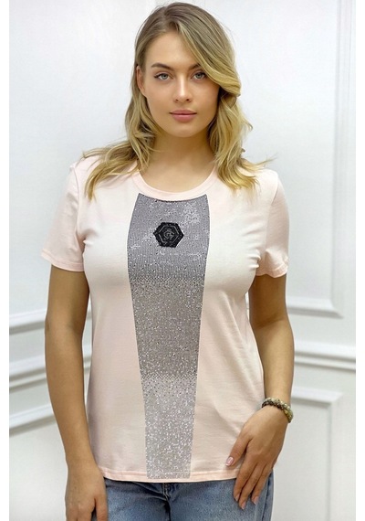 Rich Glam Bisiklet Yaka Crystal Taşlı Büyük Beden Plus Size Pamuk Şık Rahat Siyah Kadın T-shirt Pudra Rich Glam Bisiklet Yaka Crystal Taşlı Büyük Beden Plus Size Pamuk Şık Rahat Siyah Kadın T-shirt Pudra