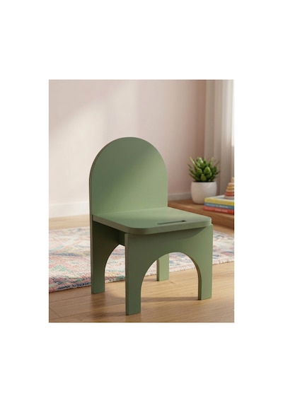 Montessori Mdf Çocuk Sandalyesi, Modern Tasarım, Güvenli Ve Dayanıklı Ahşap Çocuk Sandalyesi Yeşil