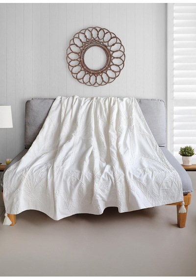 The Mia Throw Koltuk Şalı Püsküllü Krem 170x130 Krem