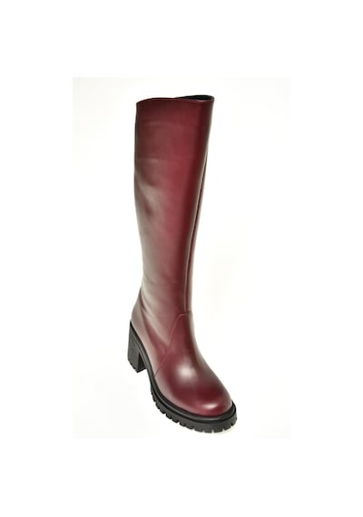Fox Shoes R654047703 Bordo Hakiki Deri Kalın Topuklu Kadın Çizme Bordo-hakiki Deri Bordo