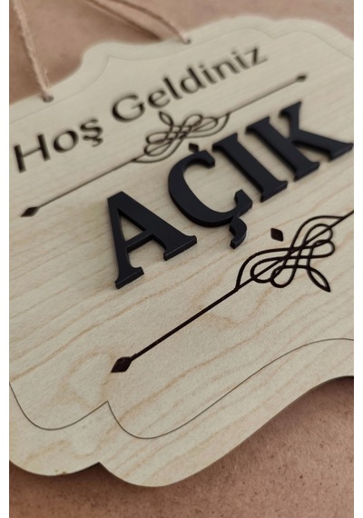 Ahşap Dekoratif Kesim Açık-kapalı Yazısı