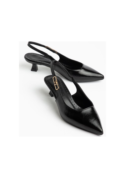 Suins Shoes Suins Monica Model Kadın Mini Topuklu Lastikli Stiletto Ayakkabı Siyah