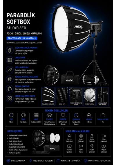 Pdx Softbox Stüdyo Seti Softbox Ve Led Işık