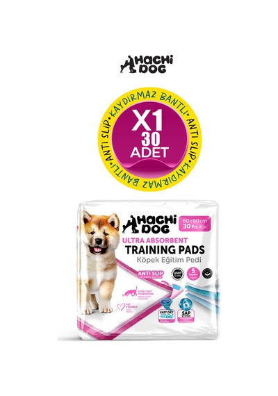 Köpek Eğitim Pedi 60x90 Kaydırmaz Bantlı 5 Katman 30 Adet Pink Pack