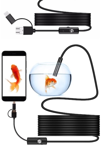 Profesyonel Endoskop Yılan Kamera Arama Motor Içi Su Geçirmez Aralara Girebilen Tesisat Kamerası 10 Metre 3in 1 Usb-typc E - Mıcro Usb