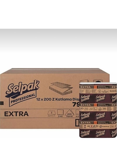 Extra Z Katlama Dispenser Havlu Peçete 200 Lü 12 Paket