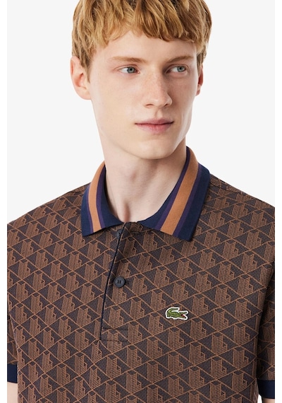 Lacoste Classic Fit Monogram Polo T-shirt Erkek Polo Yaka Tişört Kahverengi