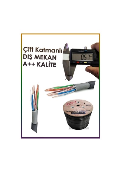 305 Metre Cat6 Ftp Çift Katmanlı İronix Dış Ortam Network İnternet Kablosu