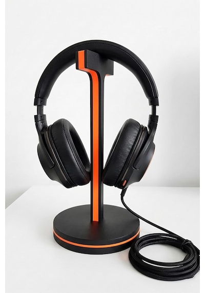 Gamer Kulaklık Standı, Dekoratif Neon Turuncu Kulaklık Tutucu 24cm