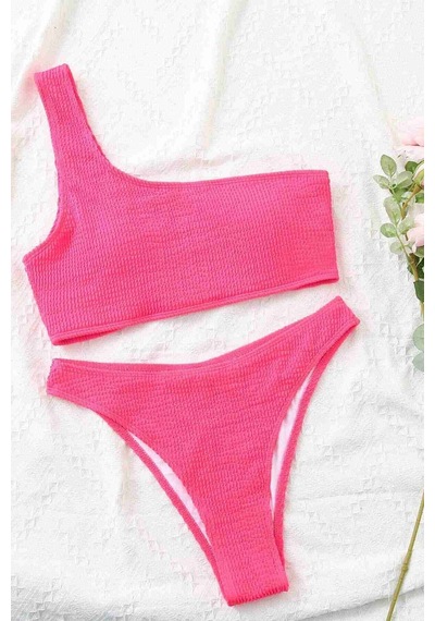 Angelsin Özel Fitilli Kumaş Bikini Takım Pembe 001