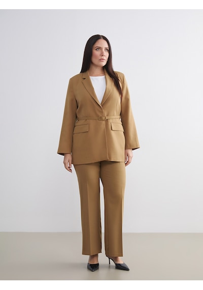 Lcwaıkıkı Classic Sarı Beli Kemerli Kadın Blazer Ceket