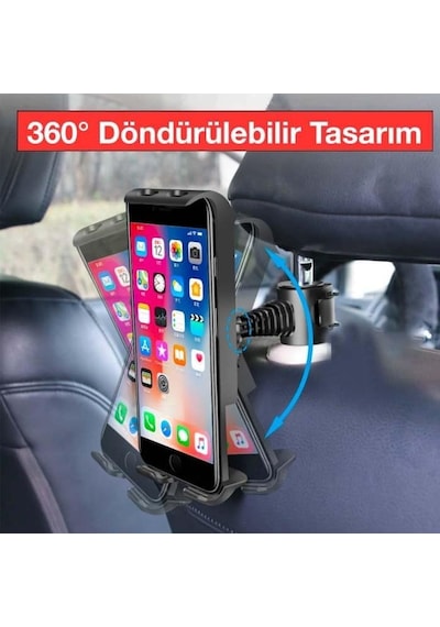 Ayrex Ally Universal Araç Arka Koltuk Tablet Ve Telefon Tutucu, Sıyah
