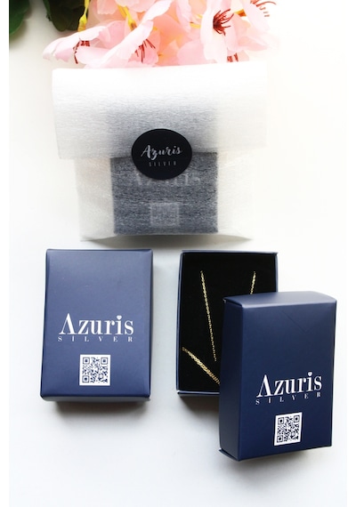 Azuris Silver Azuris 925k Gümüş Sıralı Top Zincir Mini Kalp Küpe Gümüş