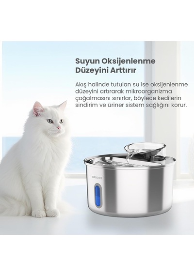 Tr Wf009l-w Pencereli Otomatik Kedi Su Sebili,kedi Su Çeşmesi, Su Pınarı 3.5lt Geniş Hazne, Sus304 Çelik, Ultra Se