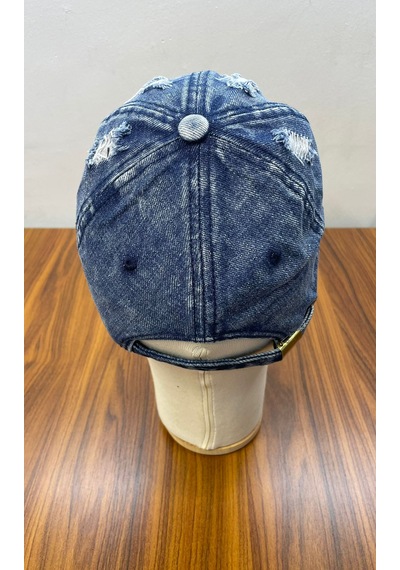 Denim Jean Kot Kumaş Vintage Yıkamalı Unisex Cap Şapka Mavi