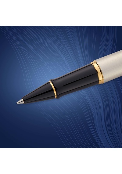 Waterman Expert Paslanmaz Çelik Altın Tasarımlı Roller Kalem, İnc Çok Renkli