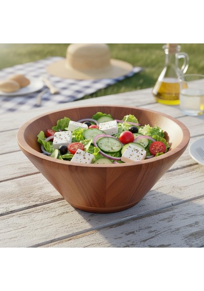 23cm Doğal Akasya Ağacı Salata Kasesi El Yapımı Derin Ahşap Servis Ve Karıştırma Kasesi Mey