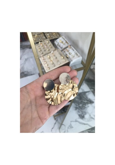 Gold Ve Gümüş Detaylı Küpe Altın 38288402