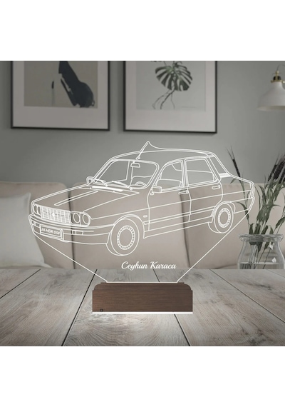 Luvivia Renault 12 Klasik Araba Kişiye Özel 3d Lamba - Masa Gece Lambası Şeffaf