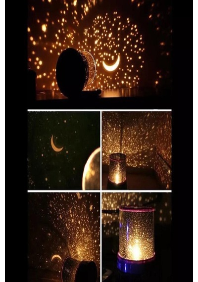Led Renkli Yıldızlı Gece Gökyüzü Projektör Lambası Siyah