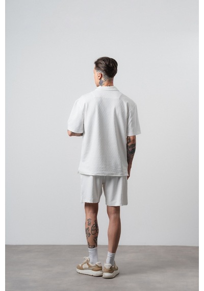 Erkek Respire Relined Yazılı Regular Fit T-shirt Şort Takım Ekru Erkek Respire Relined Yazılı Regular Fit T-shirt Şort Takım Ekru