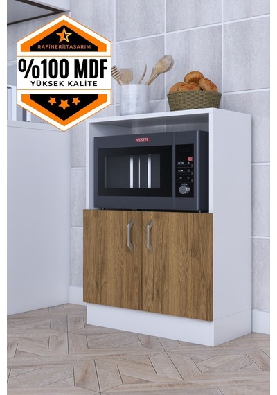 Rafineri Makro Dolap Çok Amaçlı Mikrodalga Fırın Dolabı Mdf Ceviz Beyaz Rafineri Makro Dolap Çok Amaçlı Mikrodalga Fırın Dolabı Mdf Ceviz Beyaz