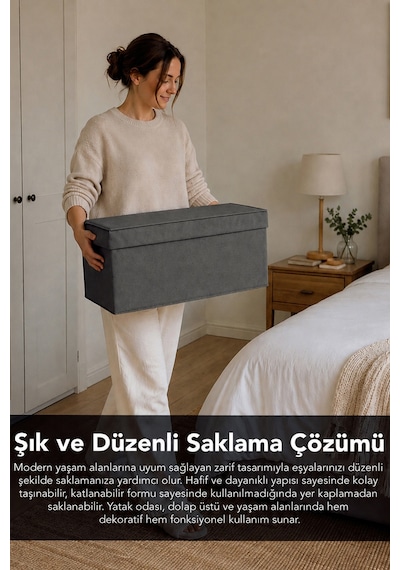 6'lı Organizer Baza Hurç Seti - Çok Amaçlı Kapaklı Saklama Kutusu 50x40x19cm Antrasit