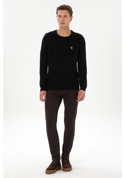 U.S. Polo Assn. Erkek Slim Fit Bisiklet Yaka Siyah Kazak 50314975-VR046