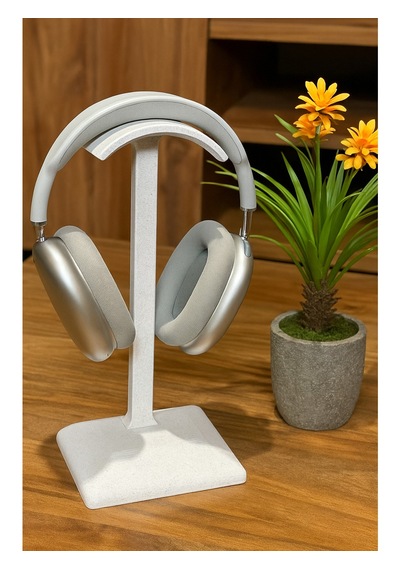 Dekoratif Gamer Kulaklık Standı - Kulaklık Tutucu - Mermer Beyazı - 24 Cm