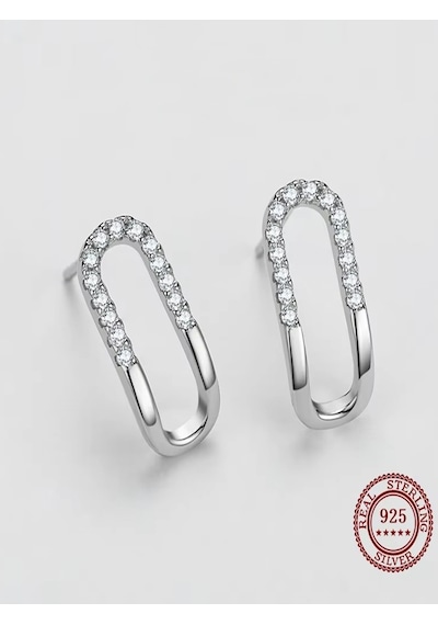 Brezza Lusso Jewelry Timeless Series Sonsuz Bağ Oval Kadın Gümüş Küpe Gümüş