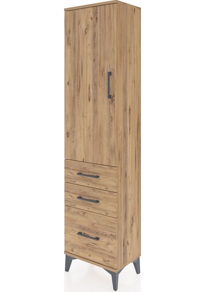 Arges Dolap 2 Raflı 3 Çekmeceli Tek Kapaklı 44x30x182 Çam-çam Çam