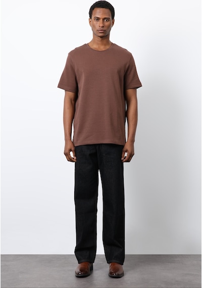 Antioch Regular Fit Basic Erkek T-shirt Kahverengi