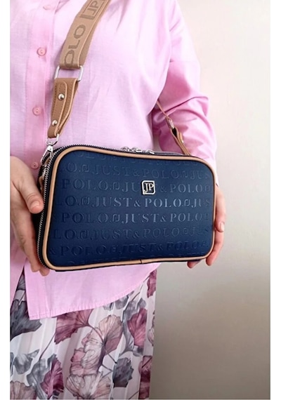 Just Polo Kadın 3d Baskılı Ayarlanabilir Askılı Şık Omuz Çantası Ebat: 16 X 26 Cm Lacivert - Taba 53766510