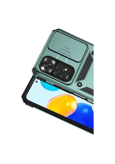 Mmb-trade Redmi Note 11 Pro Kılıf Pars Lens Yüzüklü Silikon - Yeşil Mmbz