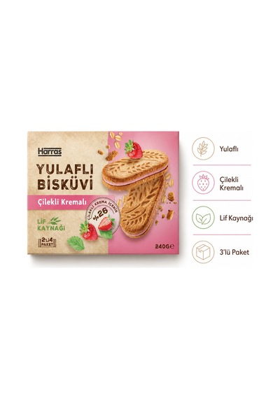 Yulaflı Bisküvi Çilekli Kremalı 240 G X 3 Adet