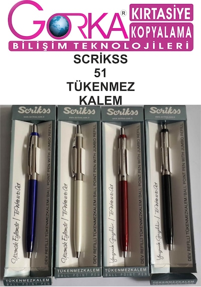 Scrikss 51 Tükenmez Kalem Yarı Krom