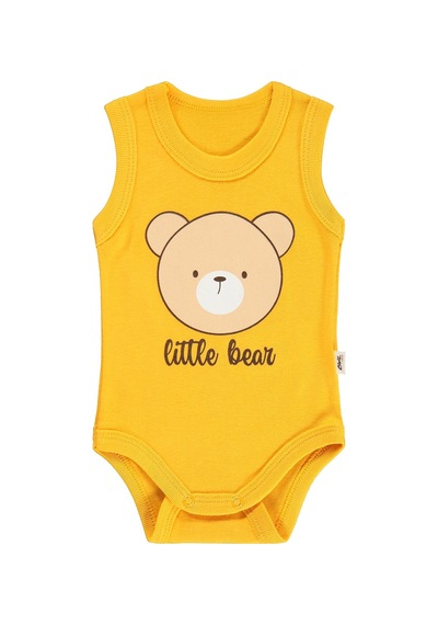 Civil Baby Little Bear Baskılı 1-36 Ay Çıtçıtlı Badi - Hardal