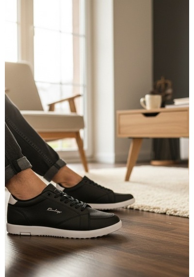 Enoch Erkek El Yazısı Nakış Detaylı Düz Tabanlı Günlük Casual Spor Ayakkabı Sneaker Siyah - Beyaz Enoch Erkek El Yazısı Nakış Detaylı Düz Tabanlı Günlük Casual Spor Ayakkabı Sneaker Siyah - Beyaz