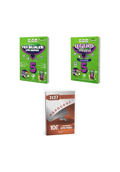 2027 Av 5. Sınıf Fen Bilimleri + İngilizce Legend Of English Test Book Soru + Anla Kazan Paragraf Deneme 3'lü Set